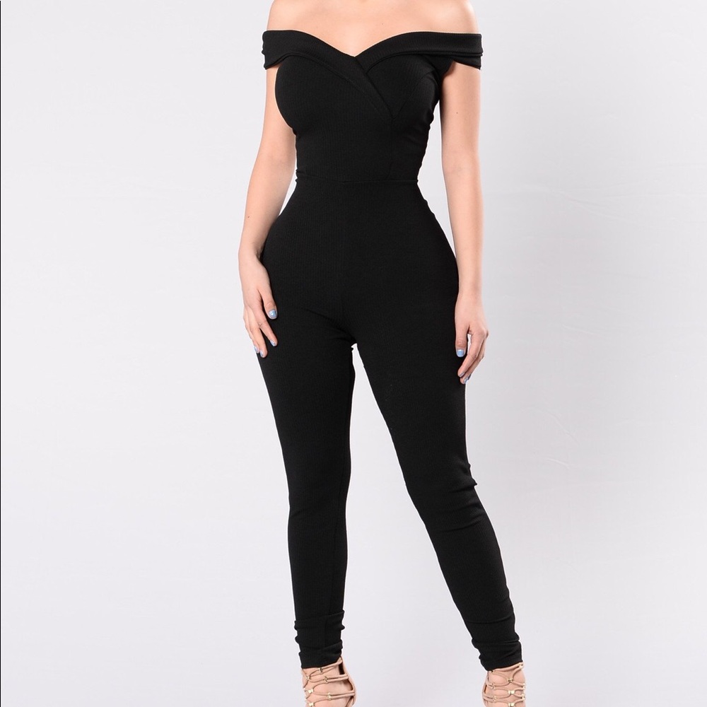 Black off the shoulder jumpsuit